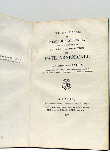 L’Art d’Appliquer le Caustique Arsenical connu aujourd’hui sous la dénomination …