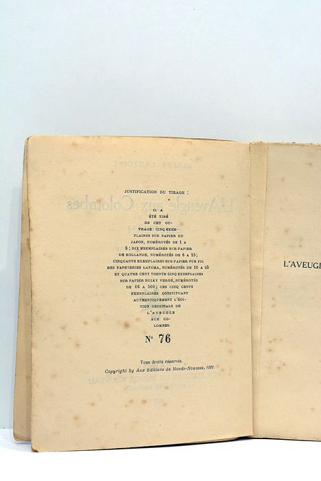 L'Aveugle aux Colombes. Élisçuah. Dessins de Henry Munsch.