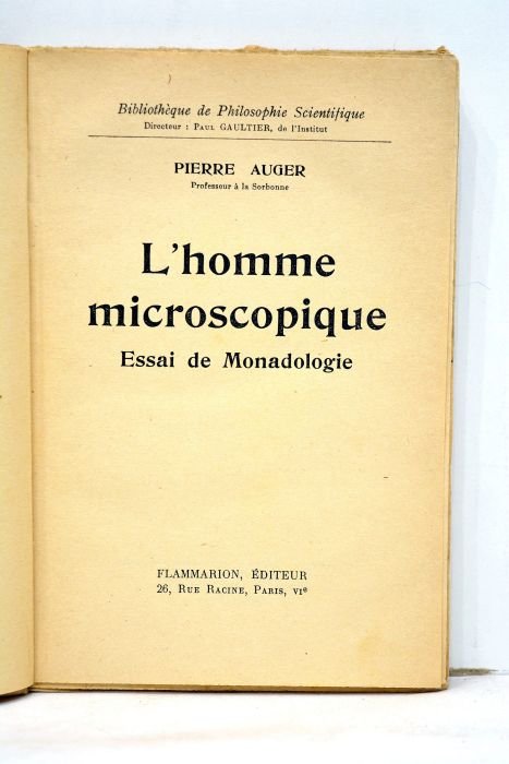 L'homme microscopique. Essai de Monadologie.