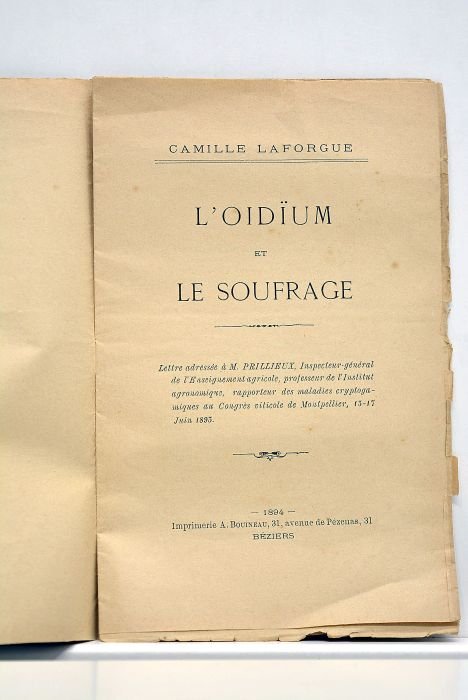 L'oidïum et le soufrage. Lettre adressée à M. Prillieux, Inspecteur-général …