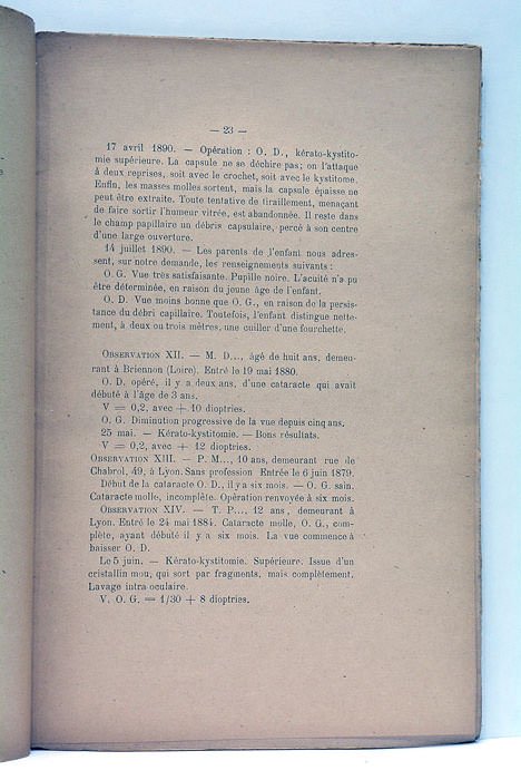 La cataracte chez les jeunes sujets.