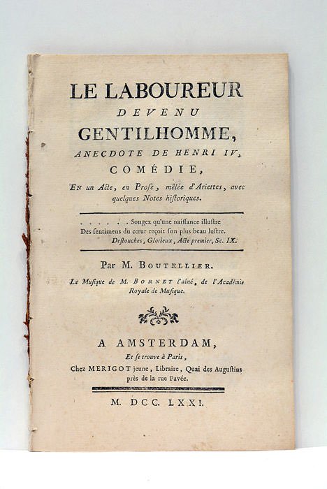 La Laboureur devenu Gentilhomme, anecdote de Henri IV, comédie, en …
