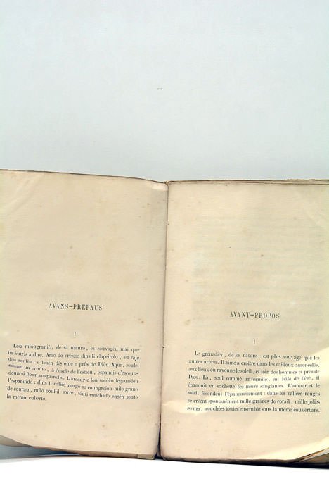 La Miougrano Entreduberto. ( Avec traduction littérale en regard ).