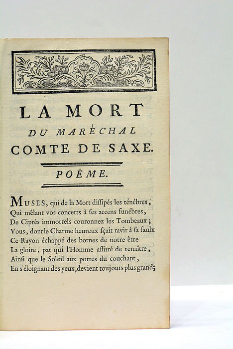 La mort du Maréchal comte de Saxe. Poëme. Quatrième édition.