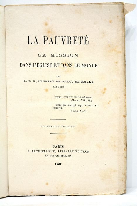 La pauvrété, sa mission dans l'église et dans le monde. …