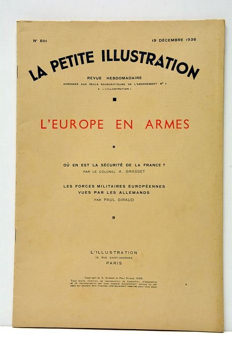 La petite illustration, revue hebdomadaire. L'Europe en armes.