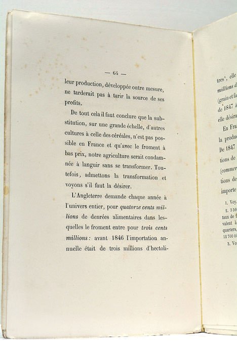 La protection agricole et les lois sur les céréales.