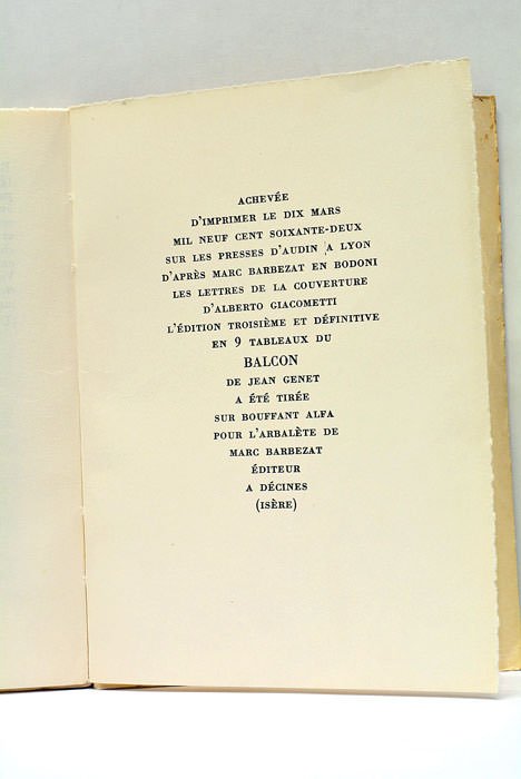 Le balcon. Édition définitive.