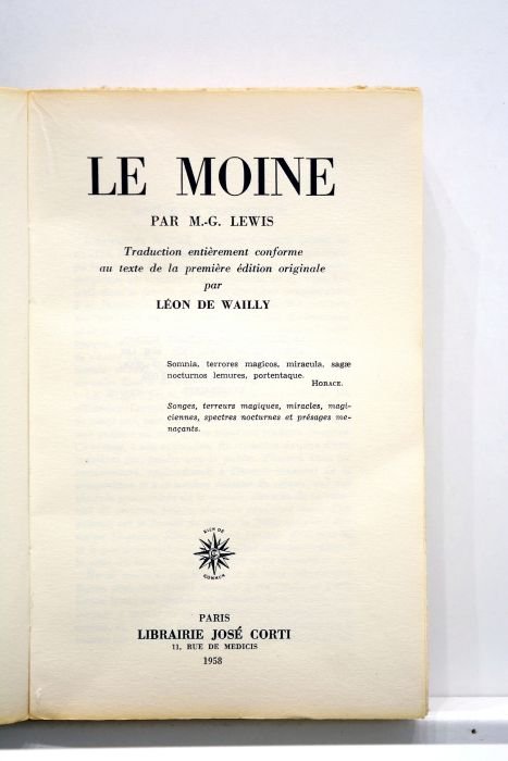 Le moine. Traduction entièrement conforme au texte de la première …