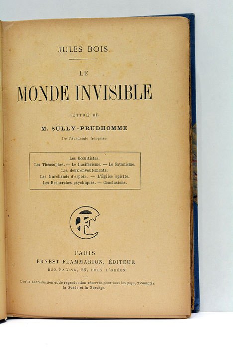 Le Monde Invisible. Lettre de M. Sully-Prudhomme de l'Académie Française. …