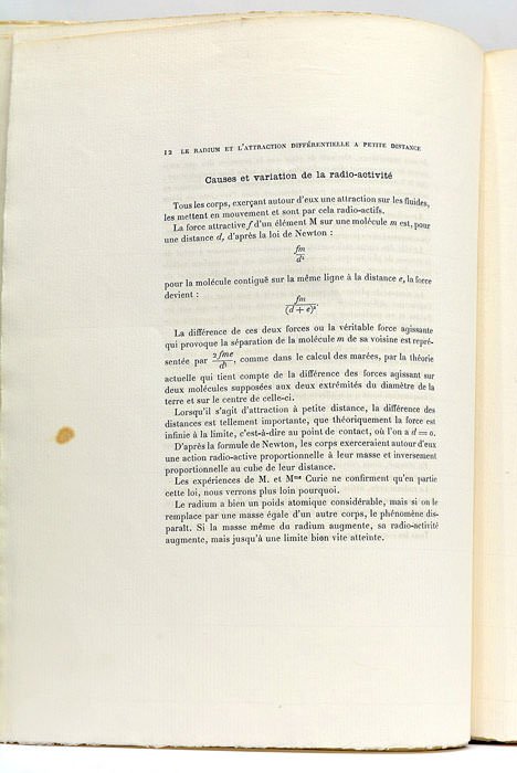Le Radium et l’attraction différentielle à petite distance dans les …