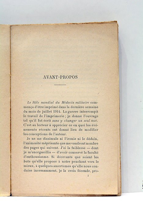 Le Rôle mondial du Médecin militaire. Précédé d'une étude sur …
