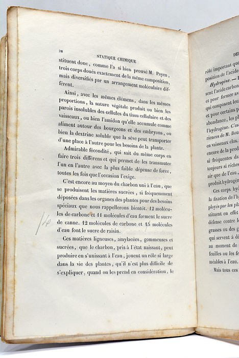 Leçon sur la Statique Chimique des Etres Organisés.