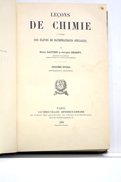 Leçons de chimie à l'usage des élèves de mathématiques spéciales. …