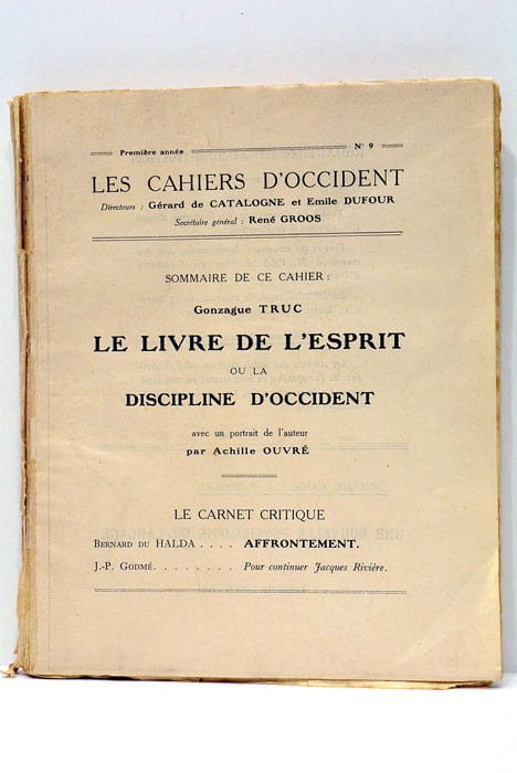 Les cahiers d'Occident. Le livre de l'esprit ou la discipline …
