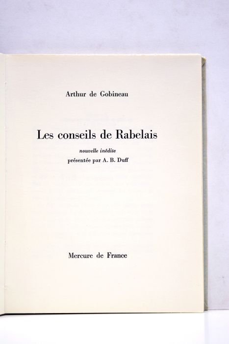 Les conseils de Rabelais. Nouvelle inédite présentée par A. B. …