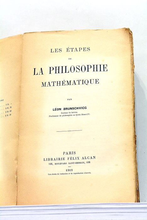 Les Etapes de la Philosophie Mathématique.