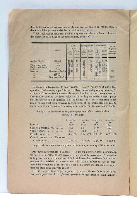Les Fraudes dans le commerce des semences. Précautions à prendre …