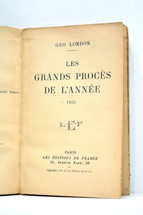 Les grands procès de l'année 1932.