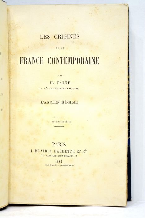 Les origines de la France contemporaine. L'Ancien Régime. Quinzième édition.
