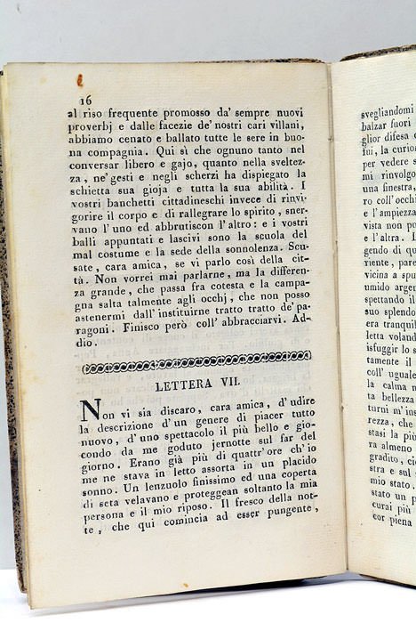 LETTERE CAMPESTRI della Vedova N.N. ad una sua amica. Pubblicate …