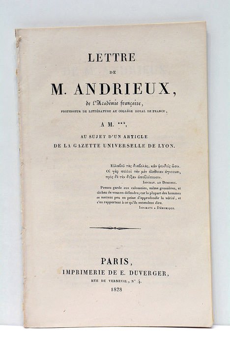Lettre à M. ***, au sujet d'un article de la …