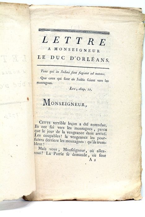 LETTRE à Monseigneur le duc d'Orléans.