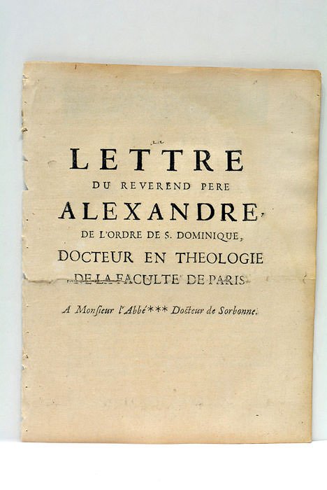 Lettre à Monsieur l'Abbé *** Docteur de la Sorbonne.