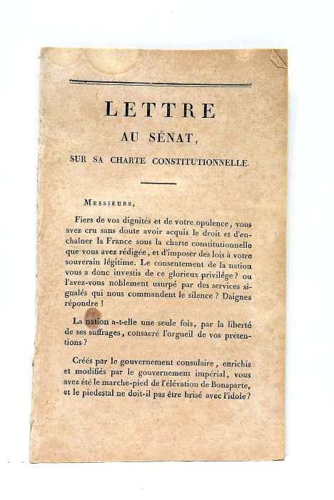 LETTRE au Sénat, sur sa charte constitutionnelle.