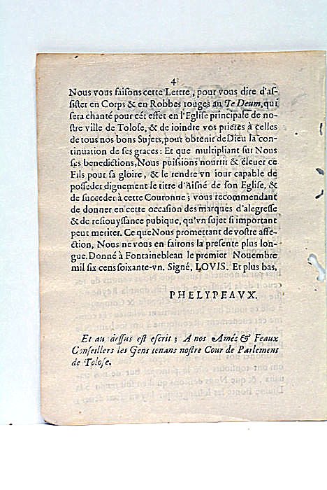 LETTRE DU ROY ESCRITE A SON PARLEMENT DE TOLOSE, SUR …