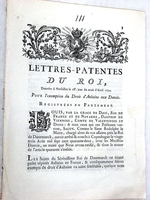 LETTRES PATENTES du roi, données à Versailles le 18e. Jour …
