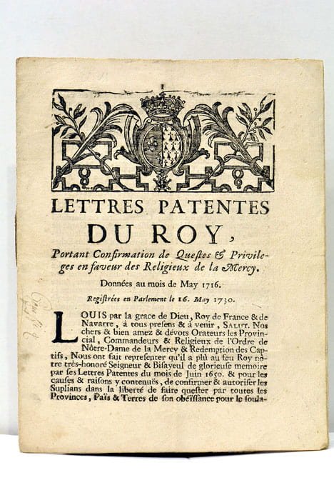 LETTRES PATENTES DU ROY portant Confirmation de Questes et Privilèges …