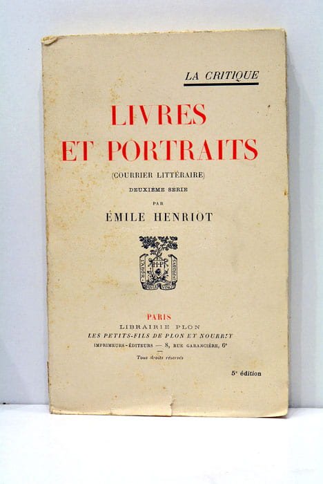 Livres et portraits (Courrier littéraire).