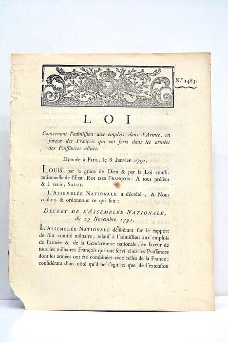 Loi concernant l'admission aux emplois dans l'Armée, en faveur des …