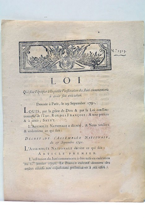 Loi qui fixe l'époque à laquelle l'institution du Juré commencera …