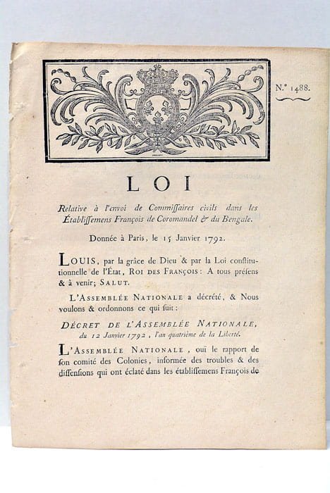 LOI RELATIVE à l'envoi de Commissaires civils dans les Établissemens …