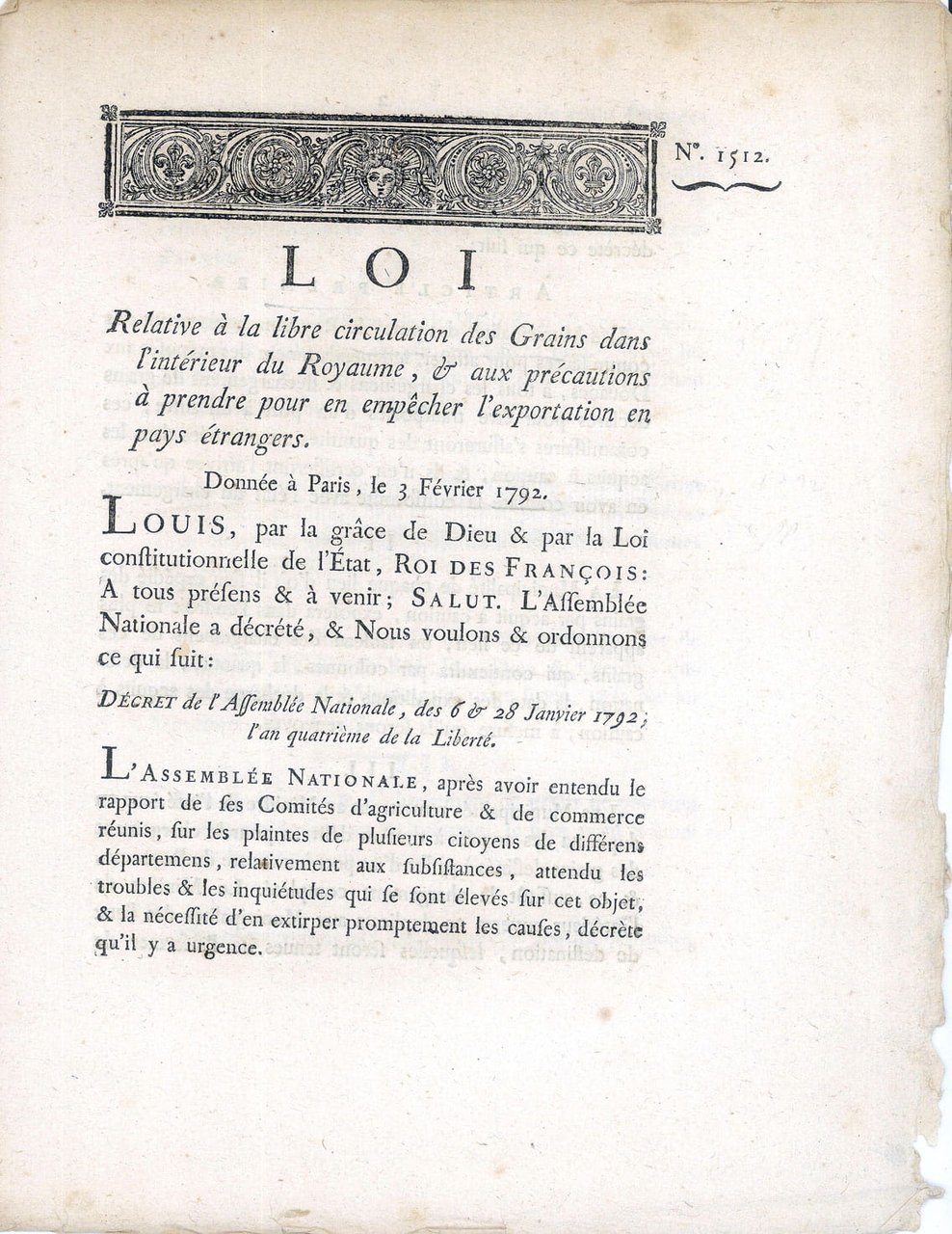 LOI relative à la Libre Circulation des Grains dans l'intérieur …