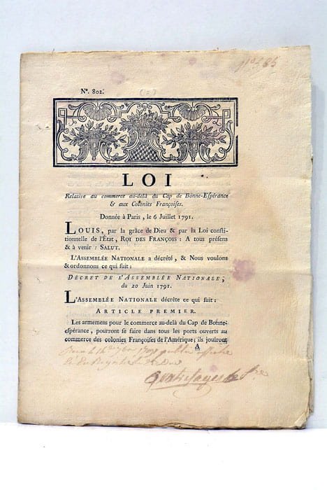 LOI RELATIVE AU COMMERCE au-delà du Cap de Bonne Esperance …