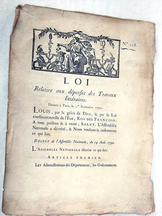LOI relative aux dépenses des Travaux Littéraires.