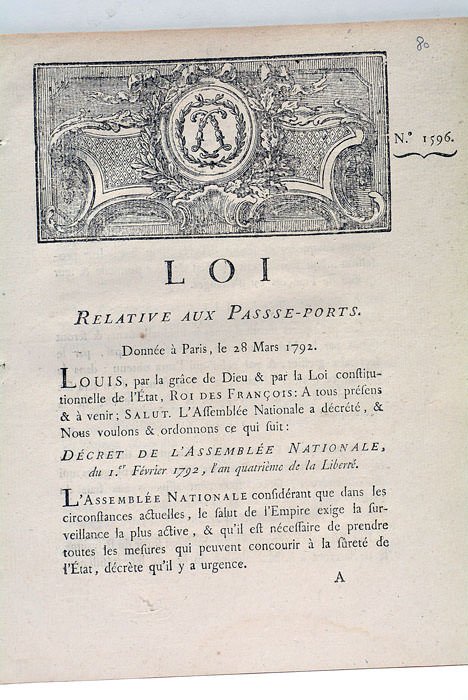 LOI RELATIVE AUX PASSE-PORTS.