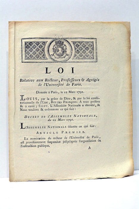 LOI relative aux Recteur, Professeurs et Agrégés de l'Université de …