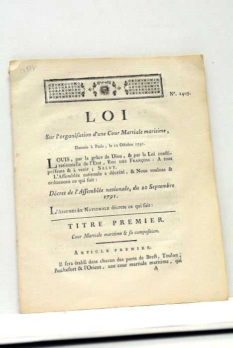 LOI sur l'Organisation d'une Cour Martiale maritime.