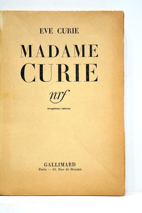 Madame Curie. Vingtième édition.
