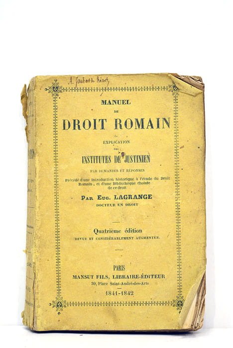 Manuel de droit romain ou explication des institutes de Justinien.Pari