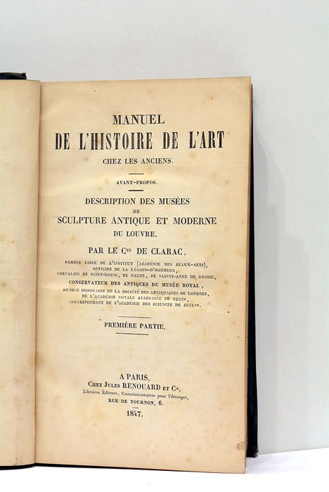 Manuel de l’Histoire de l’Art chez les Anciens.