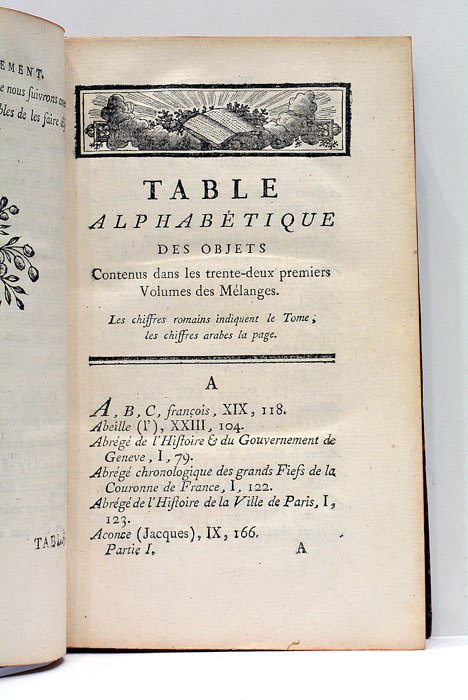 MÉLANGES TIRÉS D'UNE GRANDE BIBLIOTHÈQUE. TABLE ALPHABÉTIQUE Des noms des …