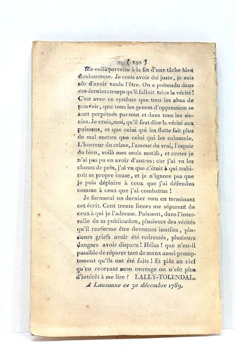 Mémoire de M. Le Comte de Lally-Tollendal ou Seconde Lettre …
