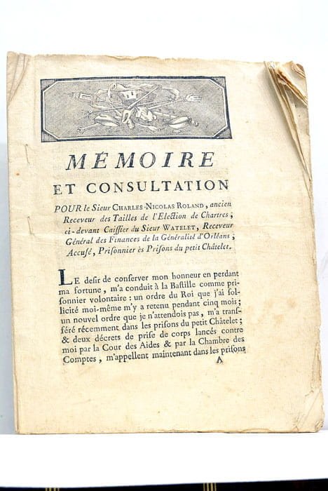 MEMOIRE et Consultation pour le Sieur Charles Nicolas Roland, Receveur …