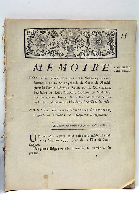 MÉMOIRE POUR LES SIEURS JOUSLAIN DE NORRAY, ECUYER; JOUSLAIN DE …