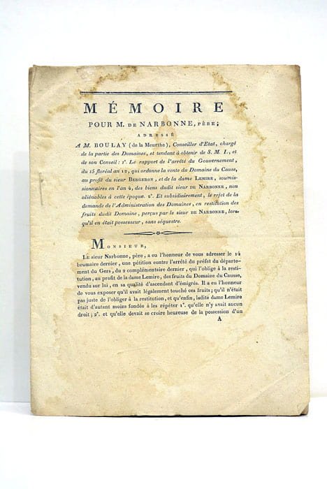MÉMOIRE pour M. de Narbonne, père.